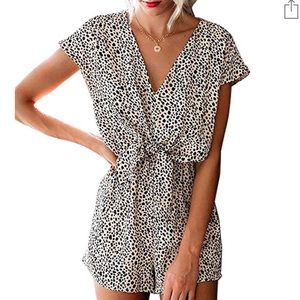 Dot print V neck romper